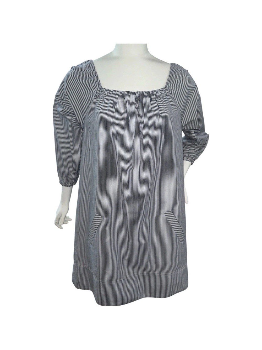 Nili Lotan Blue Striped Cotton Mini Dress EUC Size Small